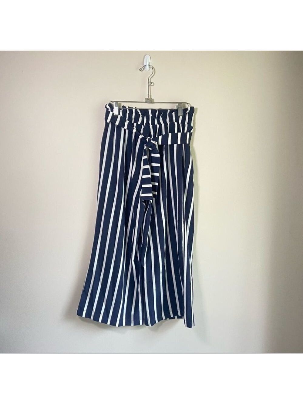 Mine Apparel Navy White Striped Wide Leg Pants Small
